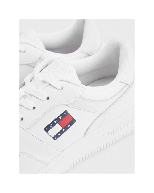 Tommy Hilfiger White Retro Leather Basket Trainers for men