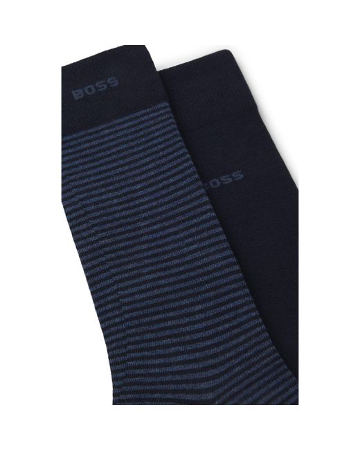 Boss Blue 2 Pack Of Stripe Socks for men