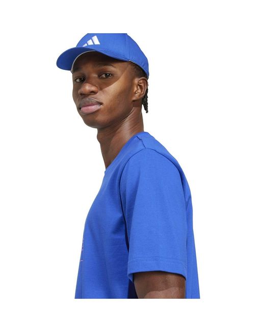 Adidas Blue Essentials Single Jersey Logo T-Shirt for men