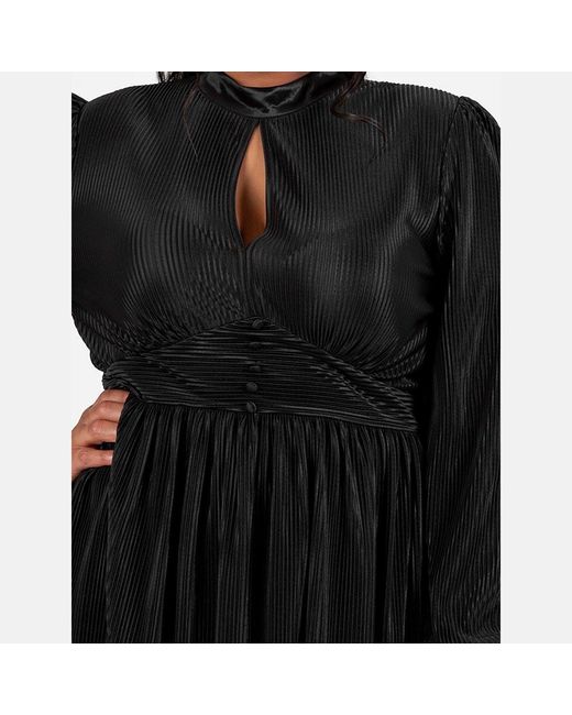 Lovedrobe Black Plisse High Neck Maxi Sleeve Mini Dress