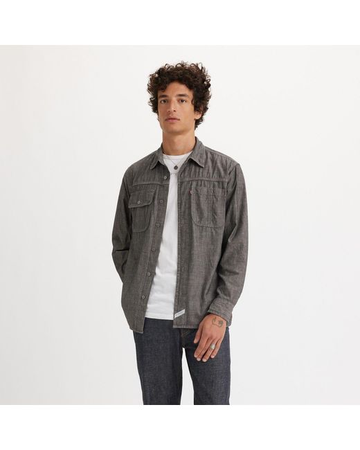 Levi's Gray Auburn Worker Chambray Long-Sleeve Denim Shirt for men