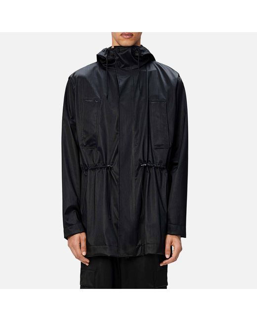 Rains Black Bold Long Trench Coat for men