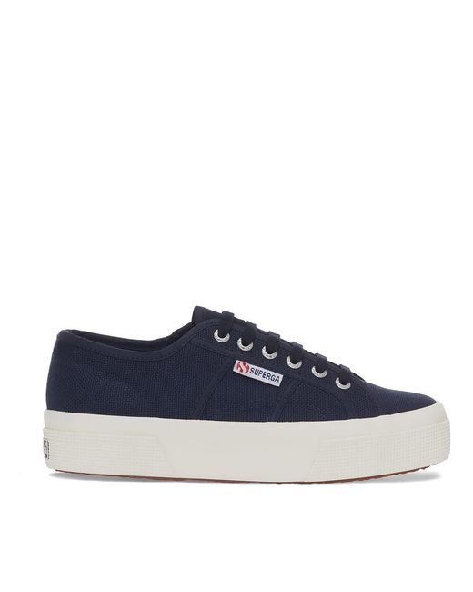 Superga Blue Platform Canvas Trainers