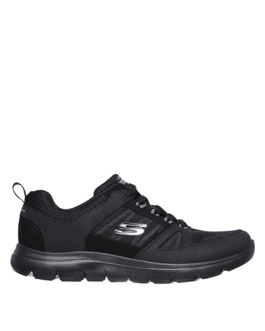 Skechers Black Mesh Qtr Lace Up W Mf Low Top Trainers