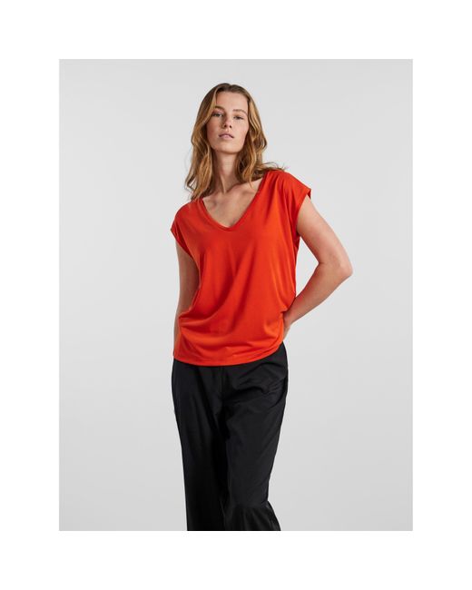 Pieces Orange Regular Fit Knitted T-Shirt