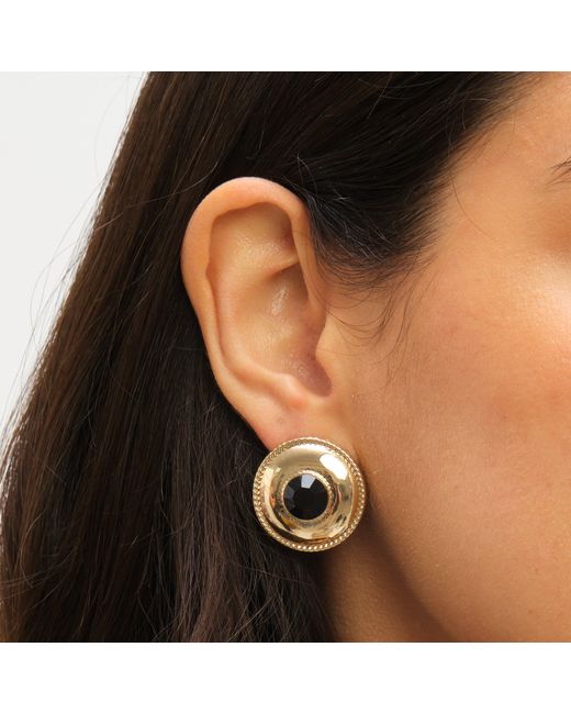 Jon Richard Metallic Statement Polished And Jet Round Earrings