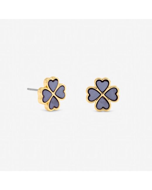 Jon Richard Metallic Plated And Lilac Clover Heart Stud Earrings