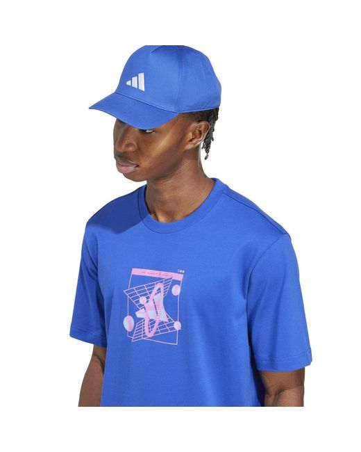Adidas Blue Essentials Single Jersey Logo T-Shirt for men