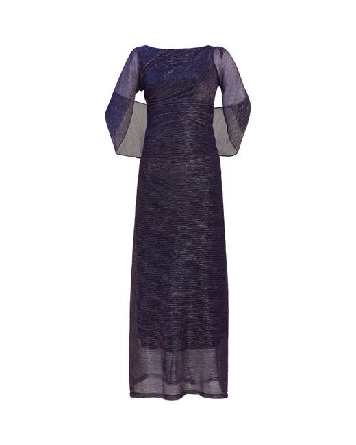 Gina Bacconi Blue Joanna Metallic Knit Maxi Dress