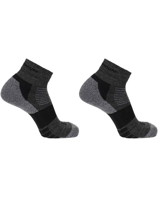 Salomon Black Merino Quarter 2 Pack Walking Socks for men