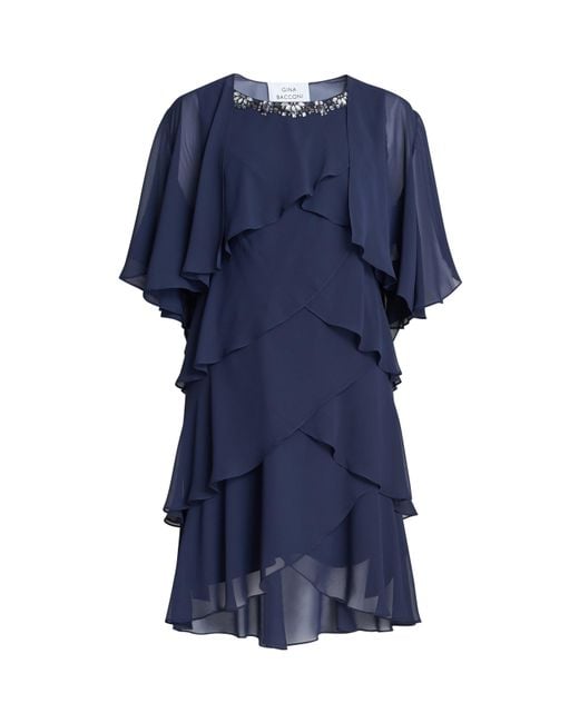 Gina Bacconi Blue Toni Chiffon Tier Jacket Dress