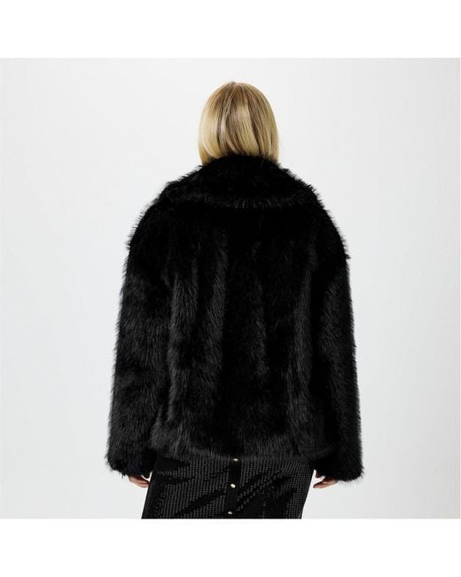 Biba Black Short Faux Fur Long Sleeve Coat