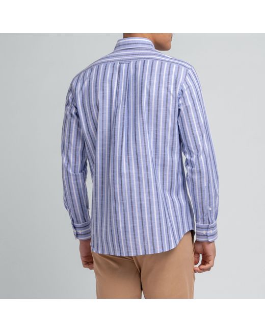 Eden Park Blue Shirt With Bicolour Stripes for men