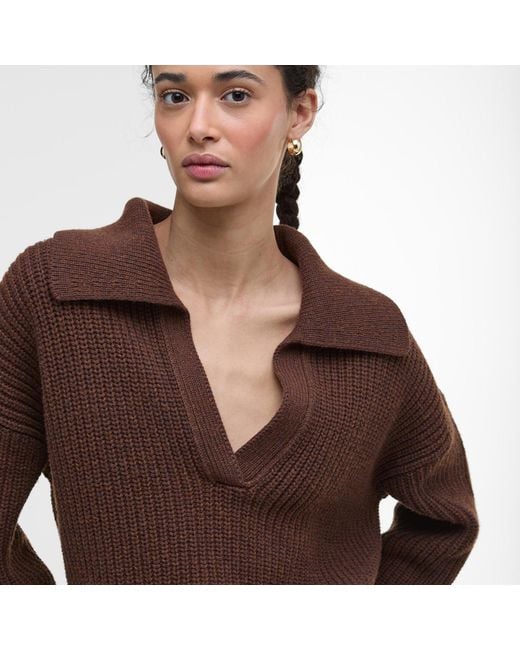 Barbour Brown Robyn V-Neck Jumper