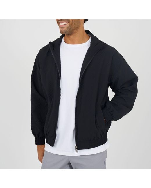 Brave Soul Black Seersucker Oversized Coach Jacket for men