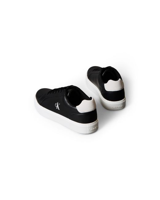 Calvin Klein Black Leather Classic Cup Low-Top Trainers for men