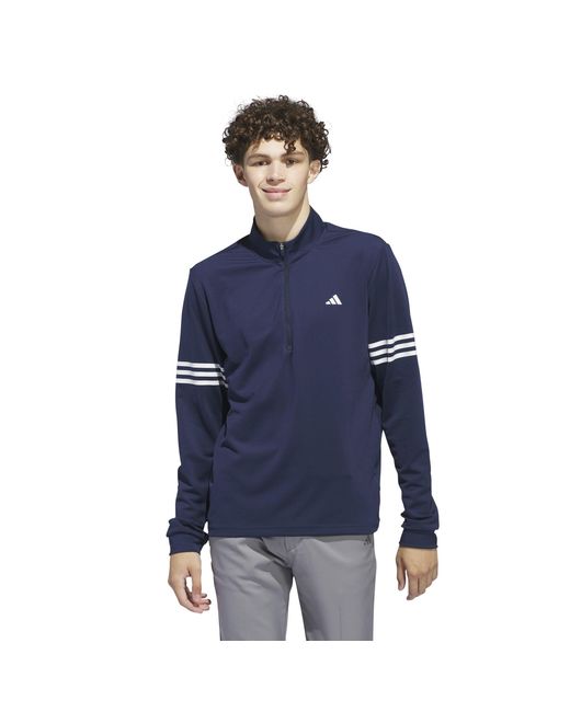Adidas Blue 3 Stripe Zip Top for men