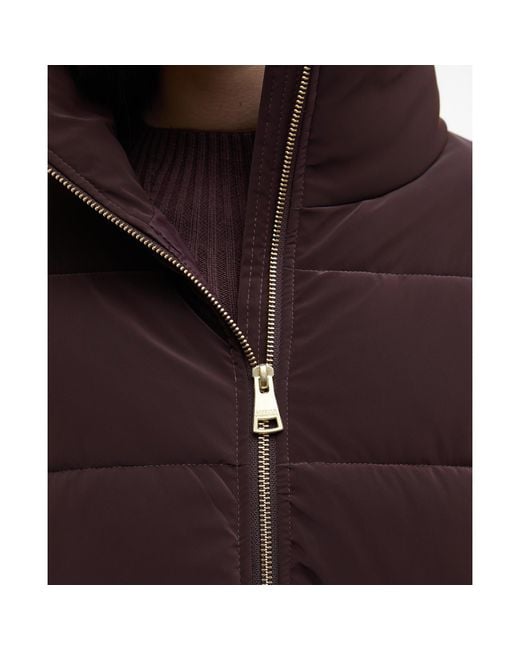 Barbour Brown Hudson Faux Velvet Long Sleeve Short Puffer Jacket