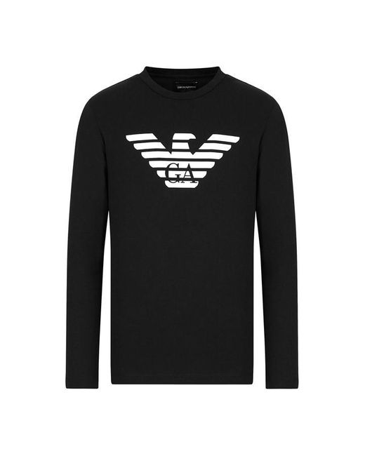 Emporio Armani Black Long Sleeve Logo T-shirt for men