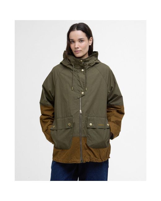 Barbour Green Hayley Showerproof Cotton Long Sleeve Rain Anorak