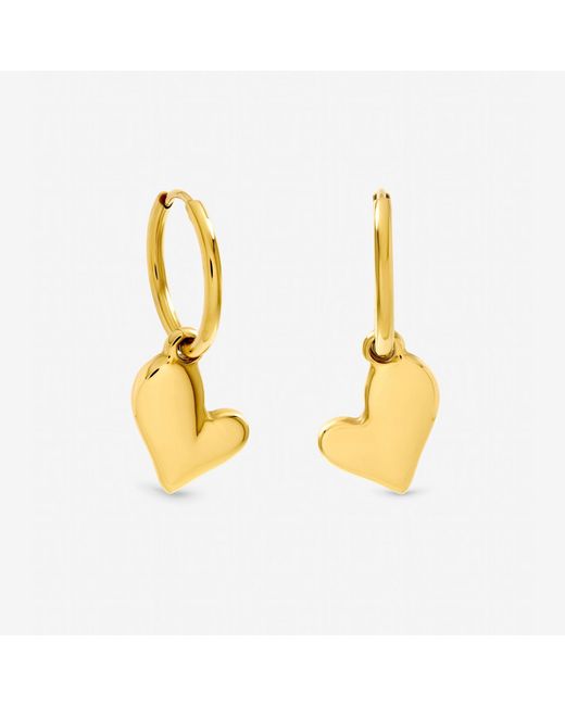 Jon Richard Metallic Plated Waterproof Heart Charm Hoop Earrings