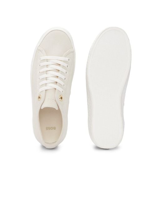 Boss White Aiden Tennis Shoes, Iconic Logo