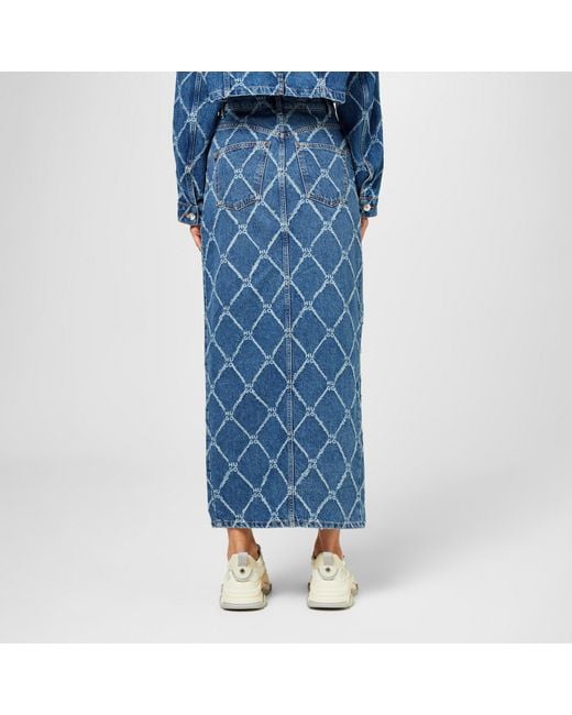 HUGO Blue Rigid-Denim Maxi Skirt