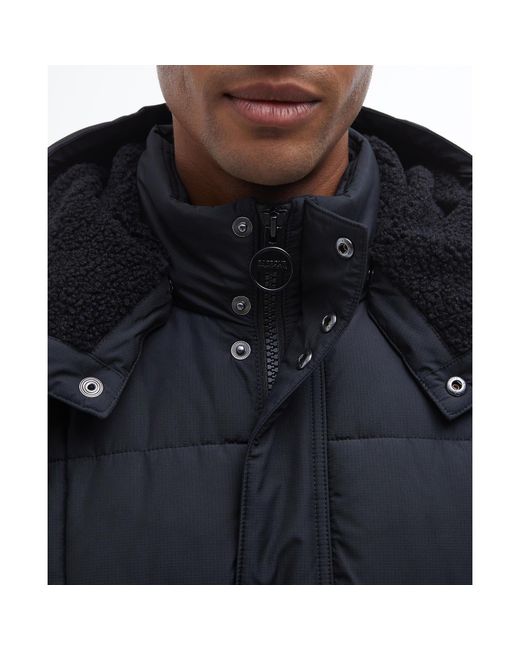 Barbour Blue Gillside Quilted Hooded Short Puffer Jacket for men