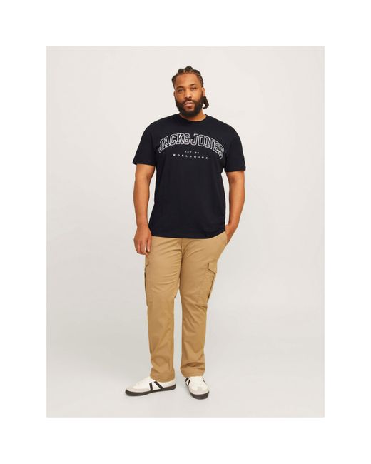 Jack & Jones Black Varsity Logo Plus Size T-Shirt for men