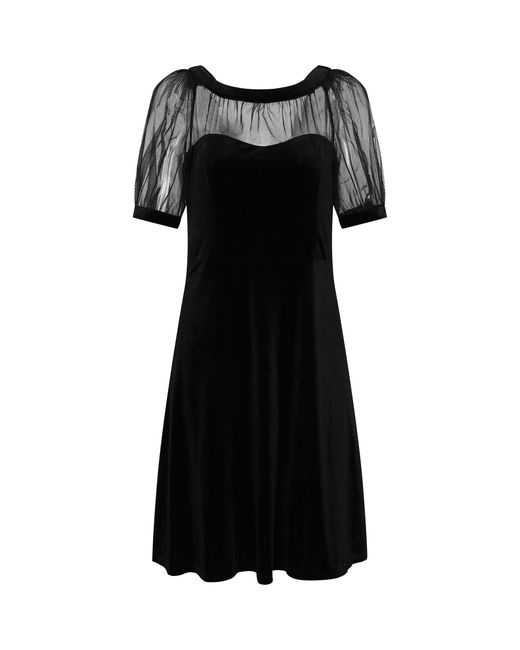Gina Bacconi Black Capri Velvet Dress With Sheer Shoulders