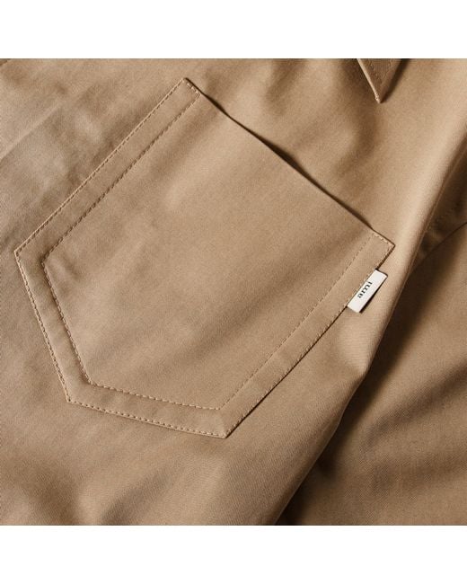 AMI Natural Camp Collar Short Sleeve Plain Shirt for men
