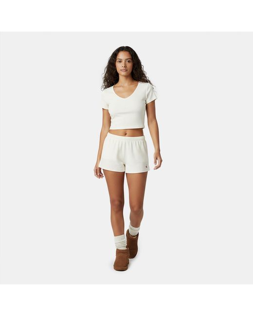 Jack Wills White Pointelle Fleece Jogger Shorts