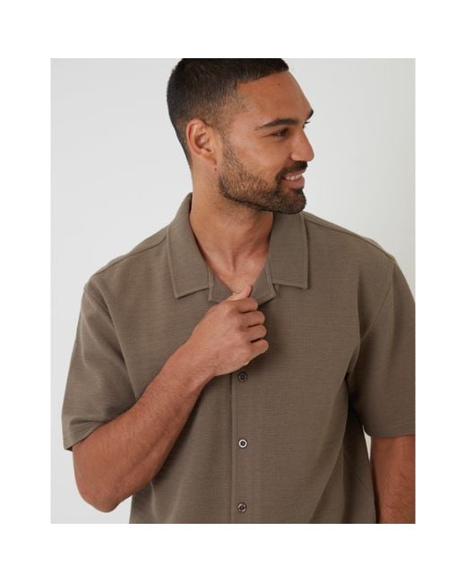 Threadbare Brown Embley Short-Sleeve Patterned Shirt for men