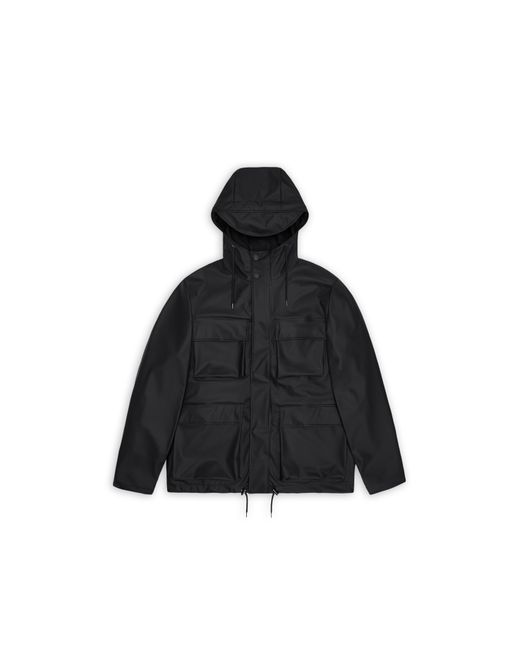 Rains Black Pocket Waterproof Jacket