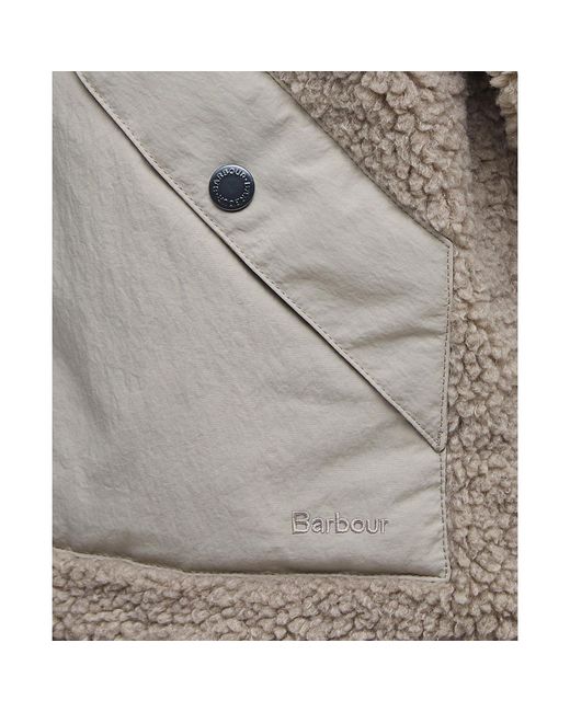 Barbour Gray Weardale Fleece Funnel Neck Teddy Coat for men