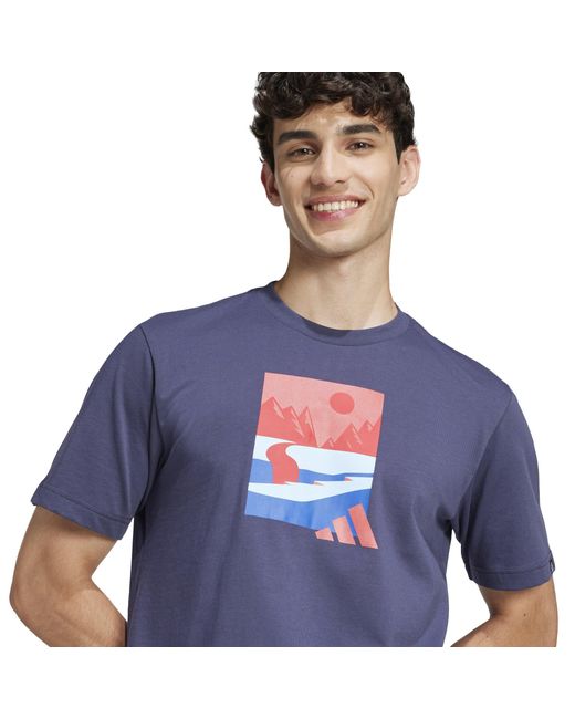 Adidas Blue Graphic Logo T-Shirt for men