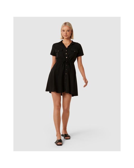 Forever New Black Avana Skater Shirt Dress