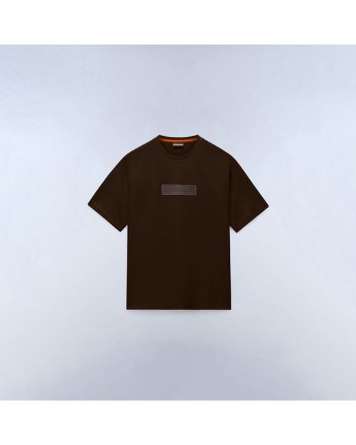 Napapijri Brown Nap Box Logo Short Sleeve T-Shirt for men