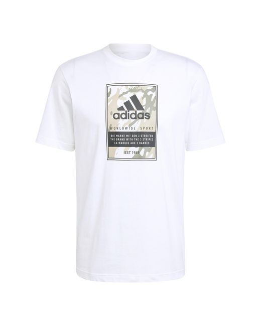 Adidas White Graphic Logo T-Shirt for men