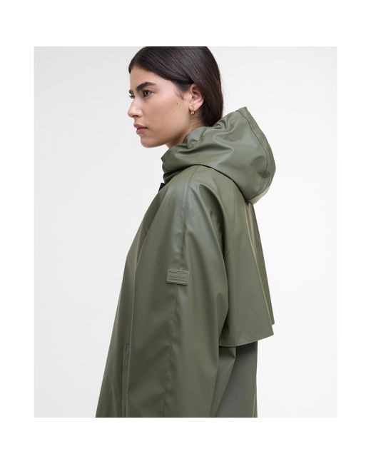 Barbour Green Recoleta Hooded Long Sleeve Knee Length Rain Anorak
