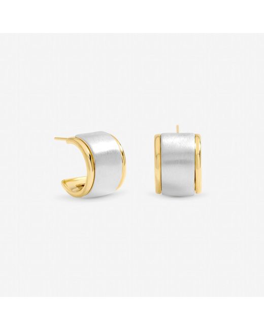 Jon Richard Metallic Two Tone Satin Hoop Earrings