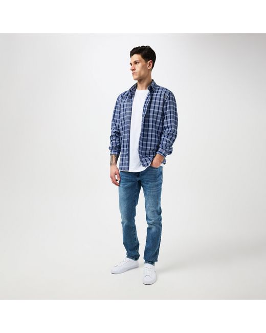 Boss Blue Patterned Long Sleeve Shirt for men