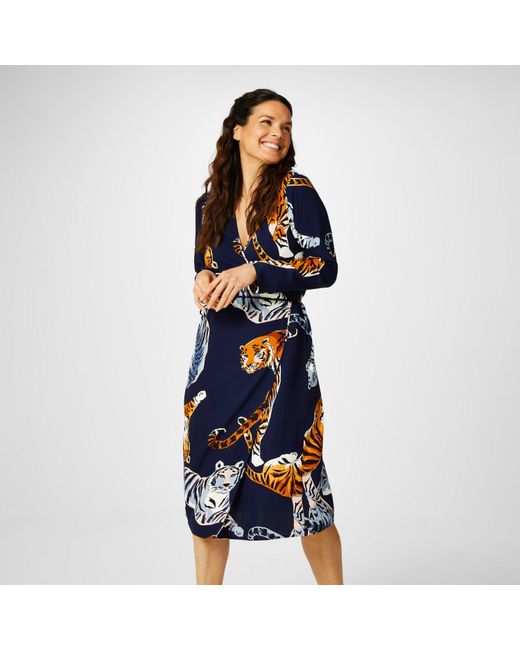 Biba Blue Kimono Wrap Dress