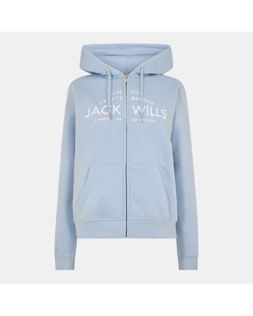 Jack Wills Blue Hunston Logo Zip Hoodie