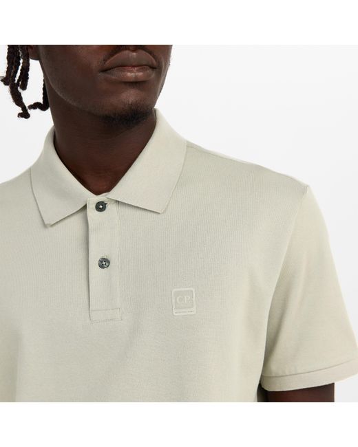 CP COMPANY METROPOLIS Natural Tipped Short Sleeve Polo Shirt for men