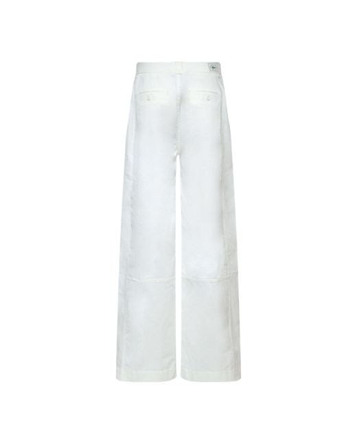 Lacoste White Cotton Gabardine Trousers