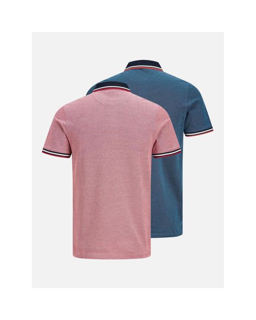 Jack & Jones Pink Paulos Pack Short Sleeve Polo Shirt for men
