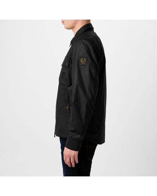 Belstaff Black Tour Waxed Cotton Waterproof Long Sleeve Overshirt for men