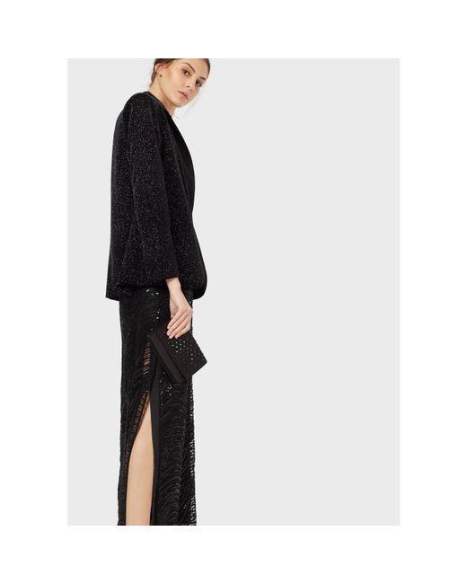 Emporio Armani Black Lace Textured Maxi Dress