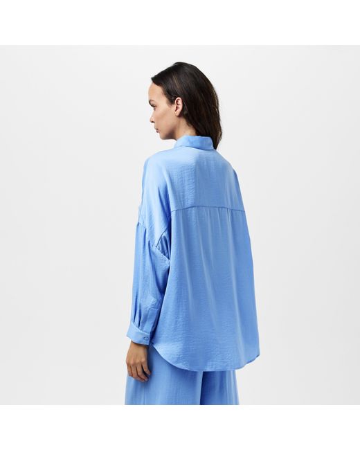 French Connection Blue Damasco Long Sleeve Blouse